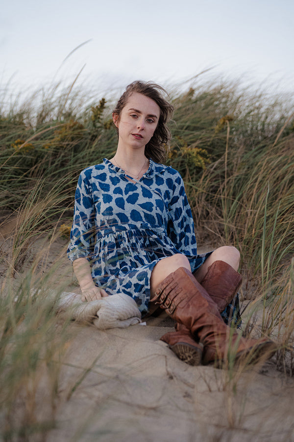 Handblock Print Dress - Indigo Cotton Dress