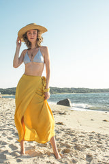 Jayden Yellow Midi Wrap Skirt