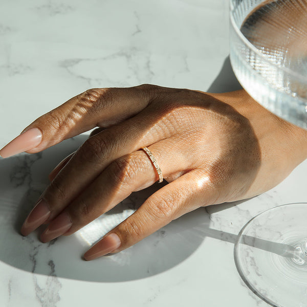 Crystal Lined Baguette Ring