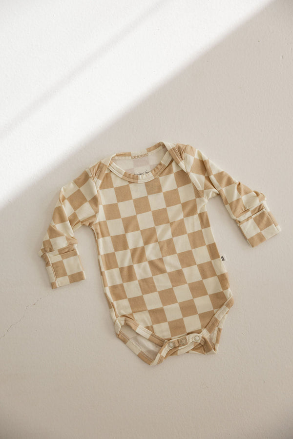 Vanilla Wafer Checkerboard  | Long Sleeve Snap Suit