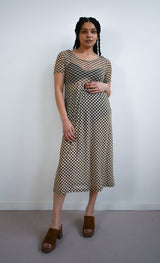 Megumi Dress in Brown Checker