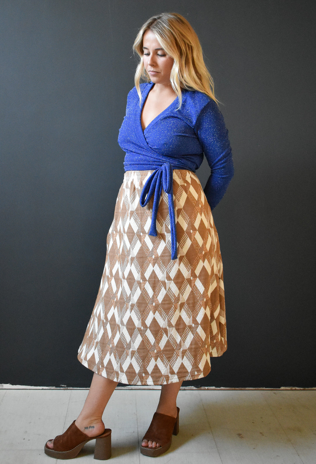 Eva Midi Skirt in Geo Sweater Knit