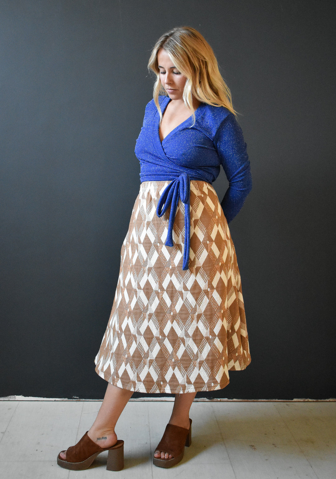 Eva Midi Skirt in Geo Sweater Knit