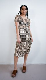 Megumi Dress in Brown Checker
