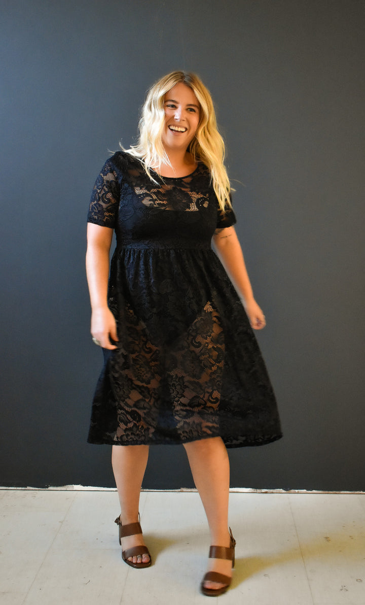 Megumi Dress in Black Lace