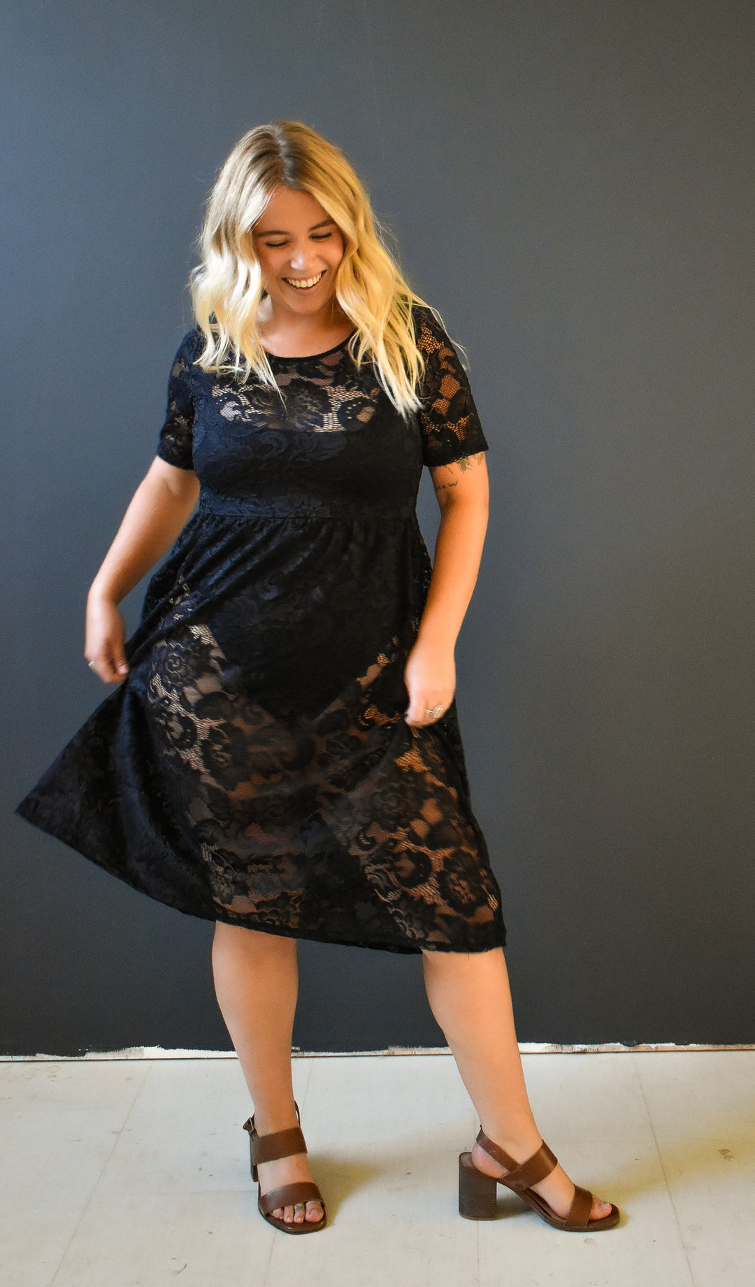 Megumi Dress in Black Lace