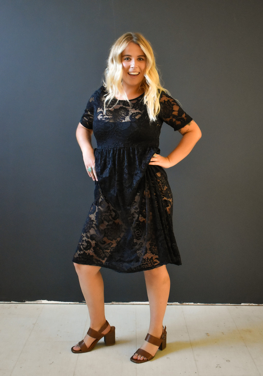 Megumi Dress in Black Lace