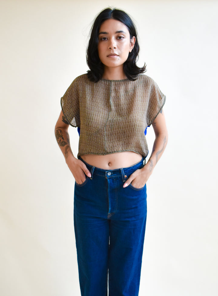 OOAK Fox Crop in Etched Silk Chiffon