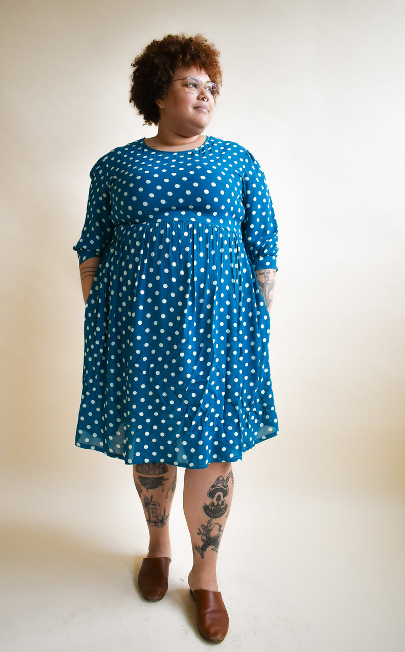 Monique Dress in Ultra Teal Dot