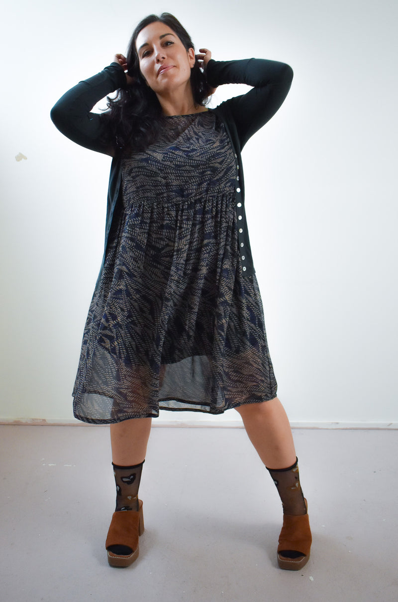 Florence Dress in Ultra Blue Geo Chiffon