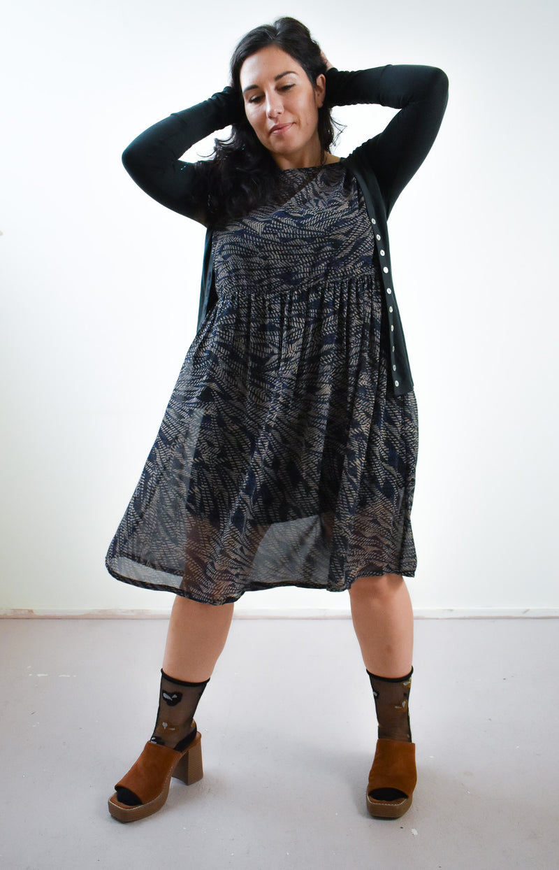 Florence Dress in Ultra Blue Geo Chiffon
