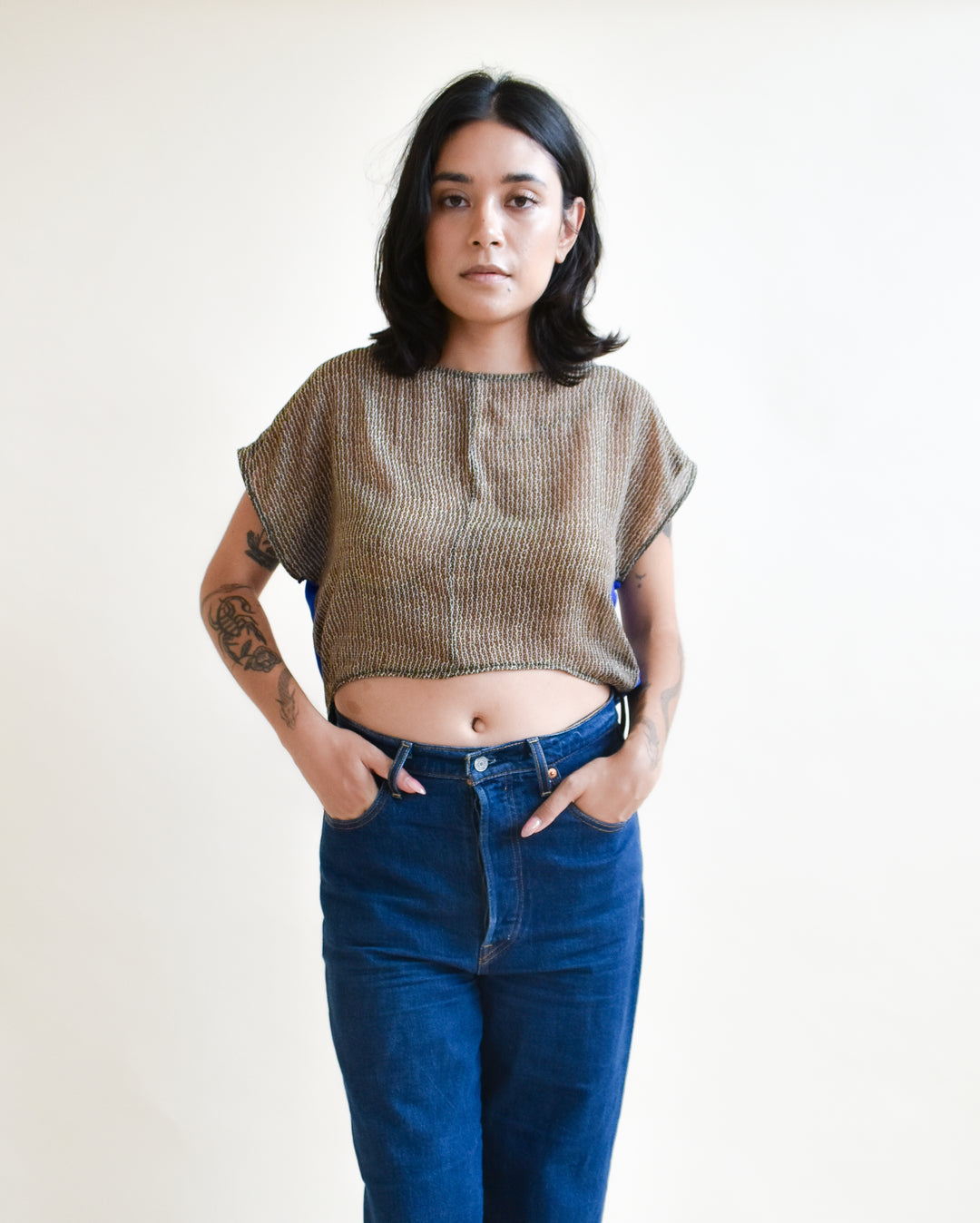 OOAK Fox Crop in Etched Silk Chiffon