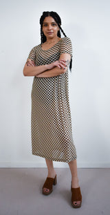 Megumi Dress in Brown Checker