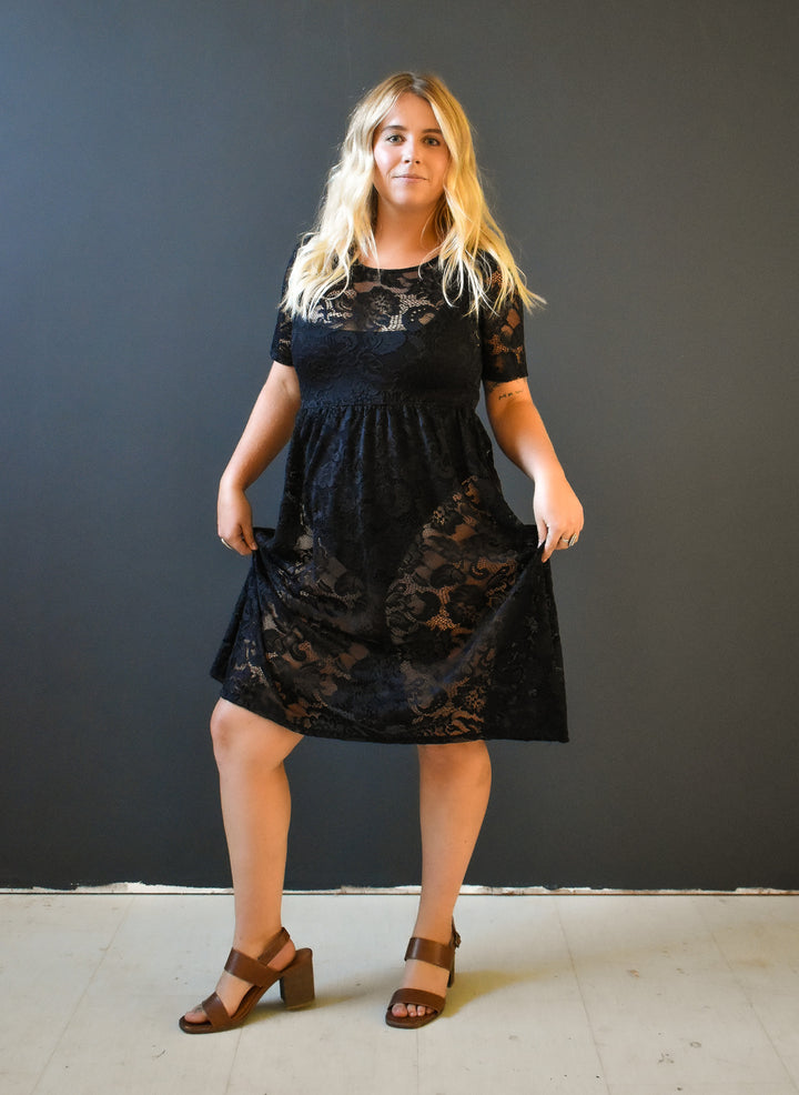 Megumi Dress in Black Lace