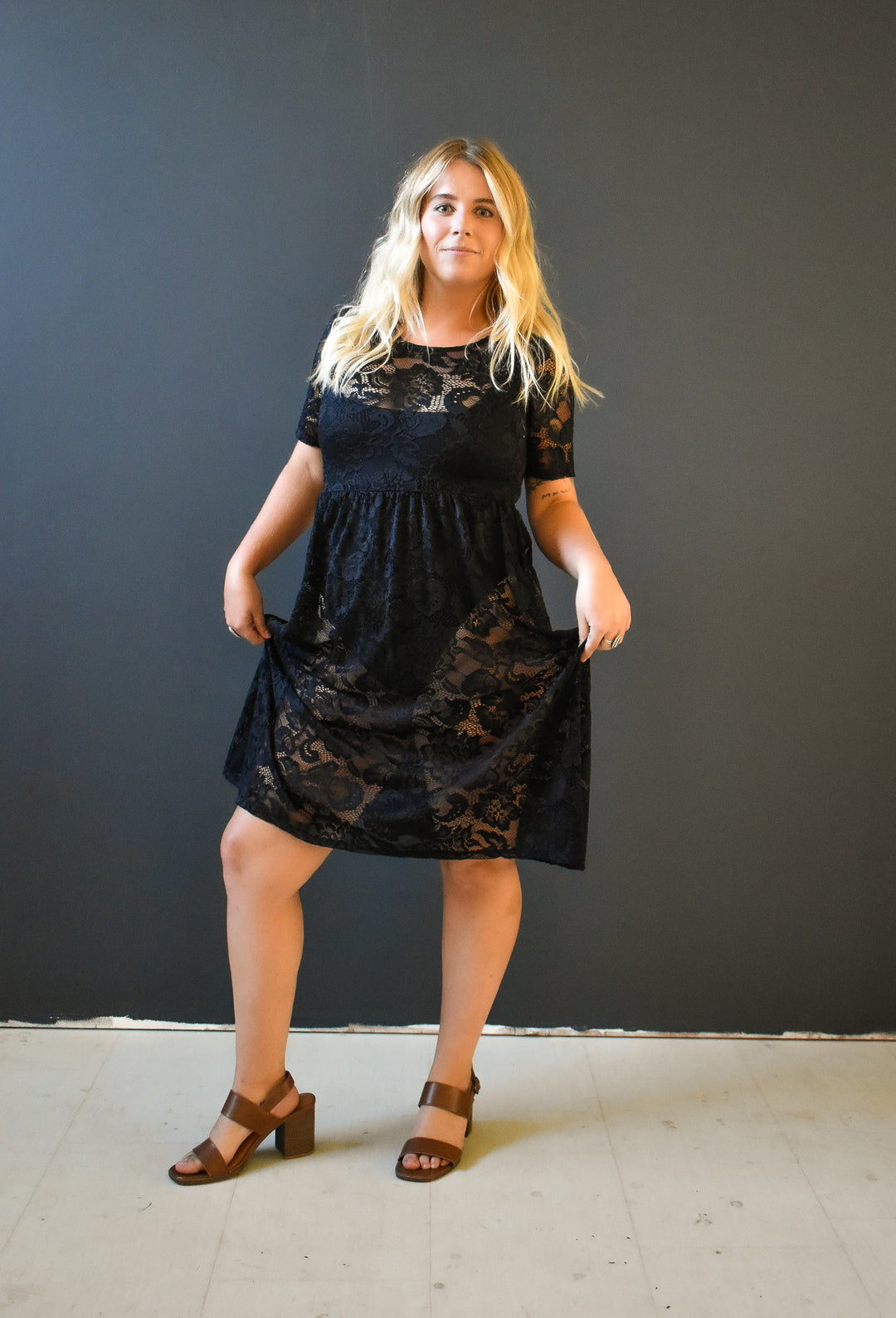 Megumi Dress in Black Lace