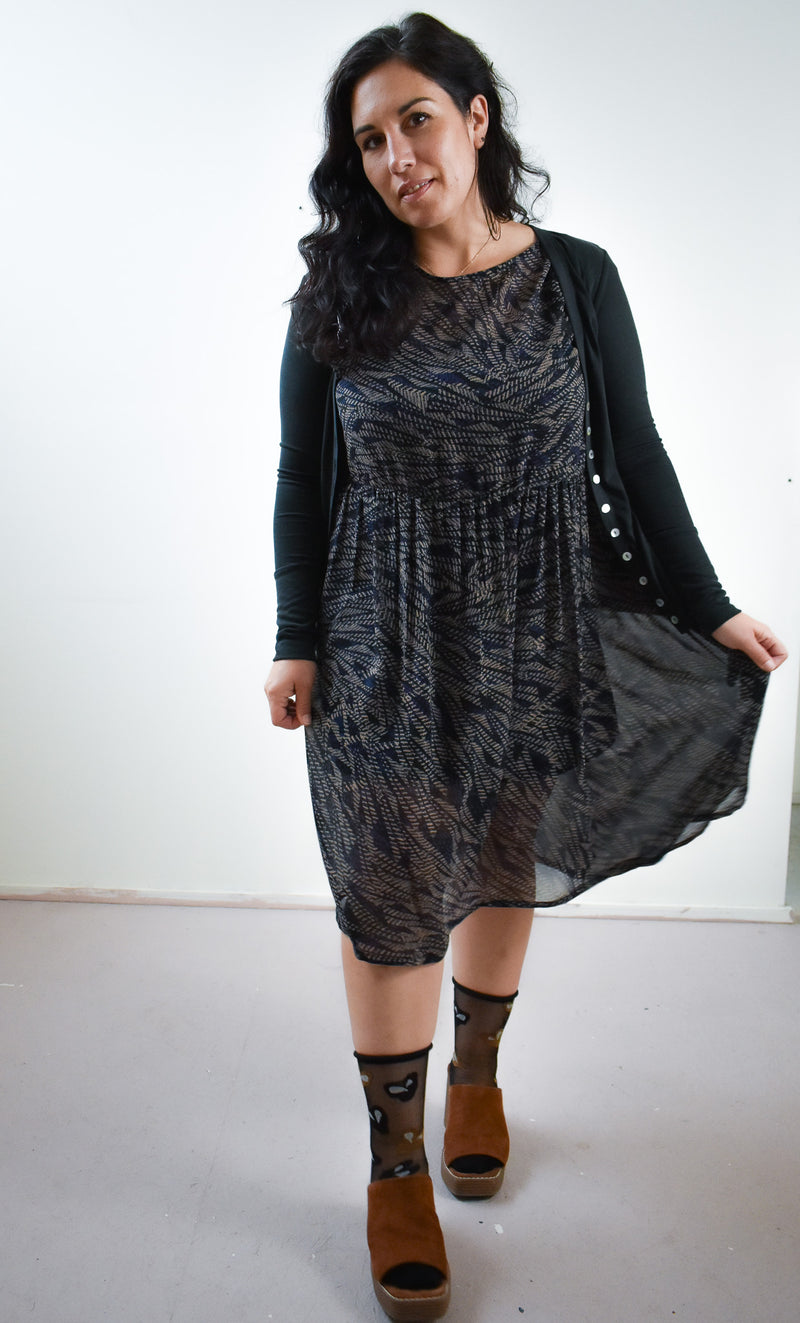 Florence Dress in Ultra Blue Geo Chiffon