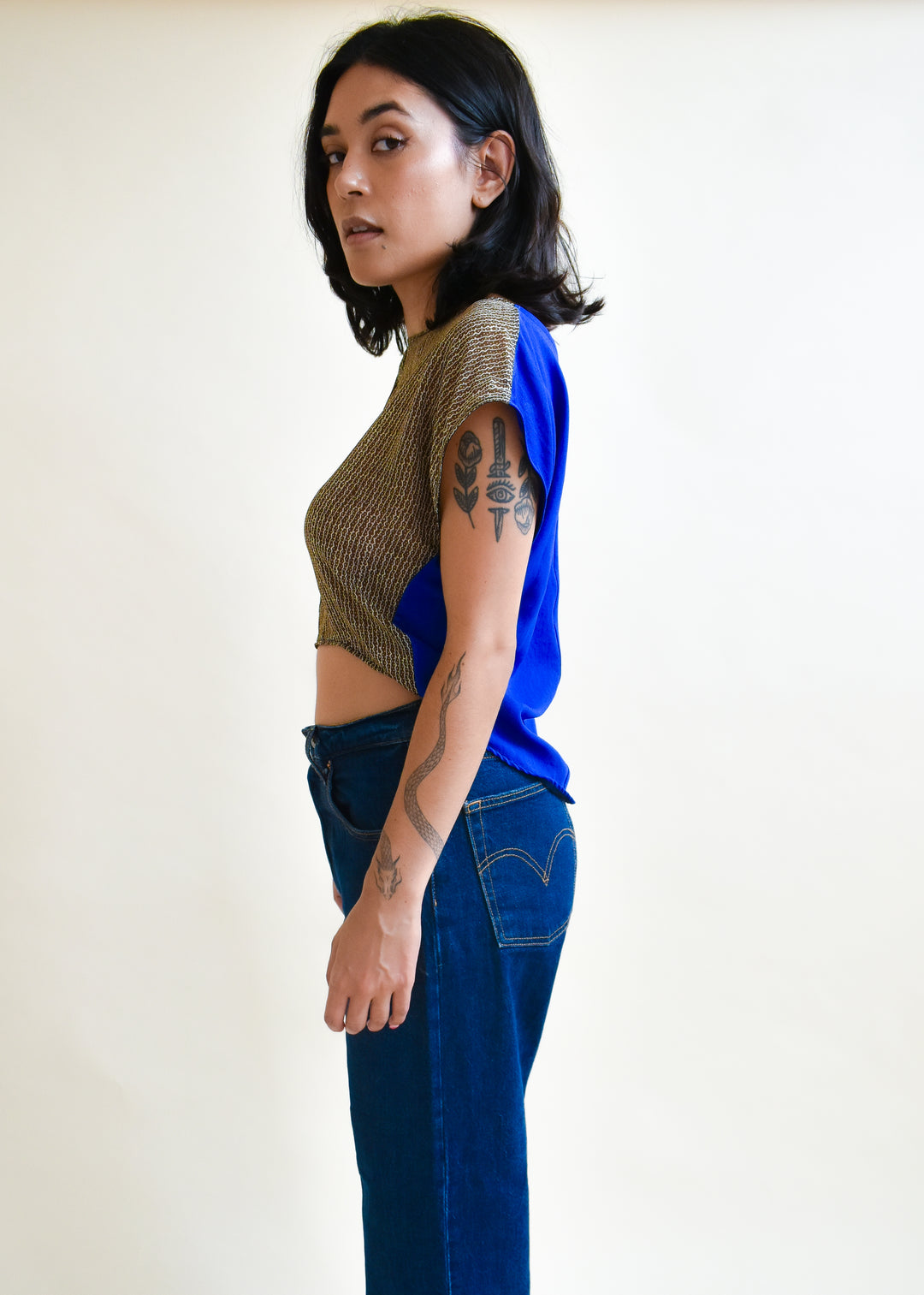 OOAK Fox Crop in Etched Silk Chiffon