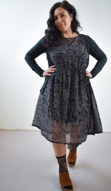Florence Dress in Ultra Blue Geo Chiffon