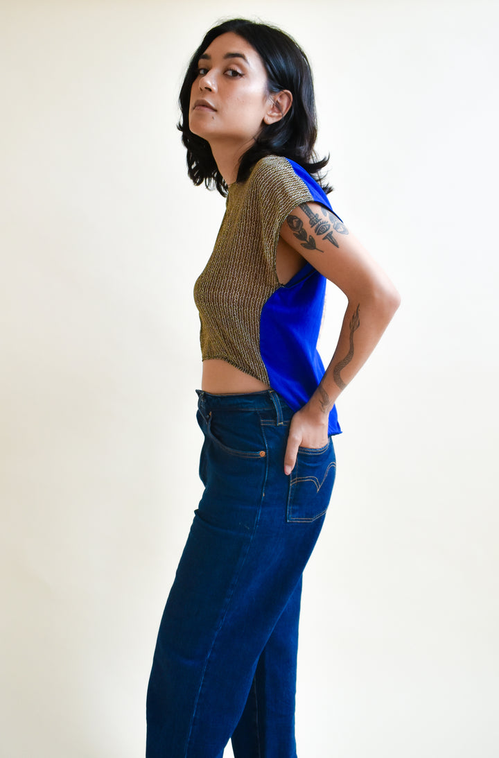 OOAK Fox Crop in Etched Silk Chiffon