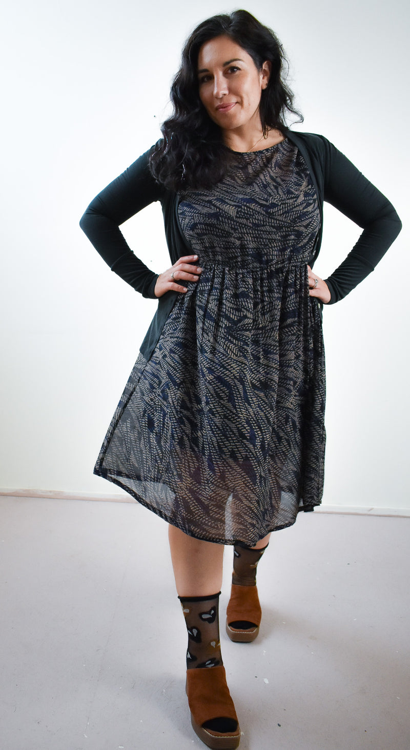 Florence Dress in Ultra Blue Geo Chiffon