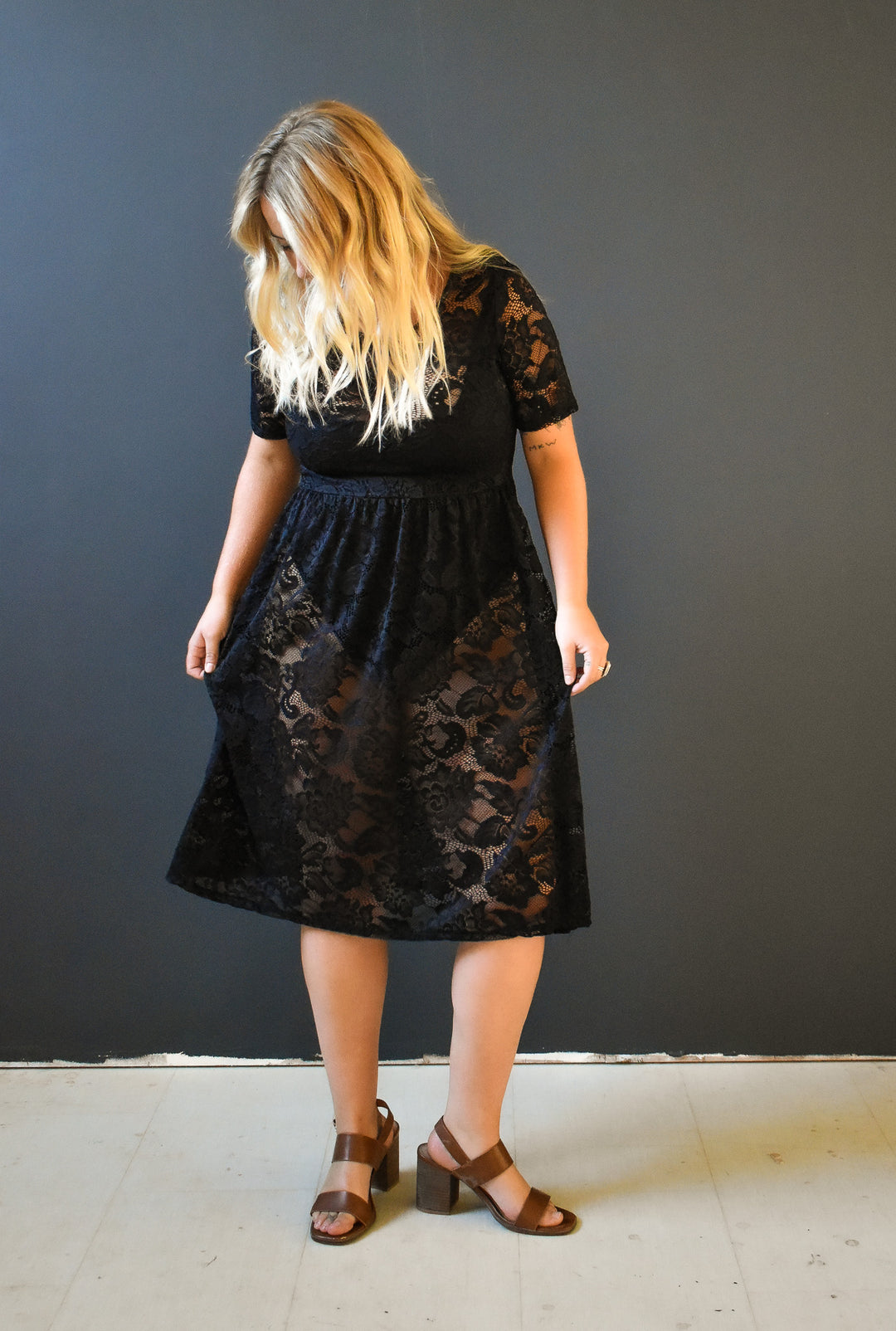 Megumi Dress in Black Lace