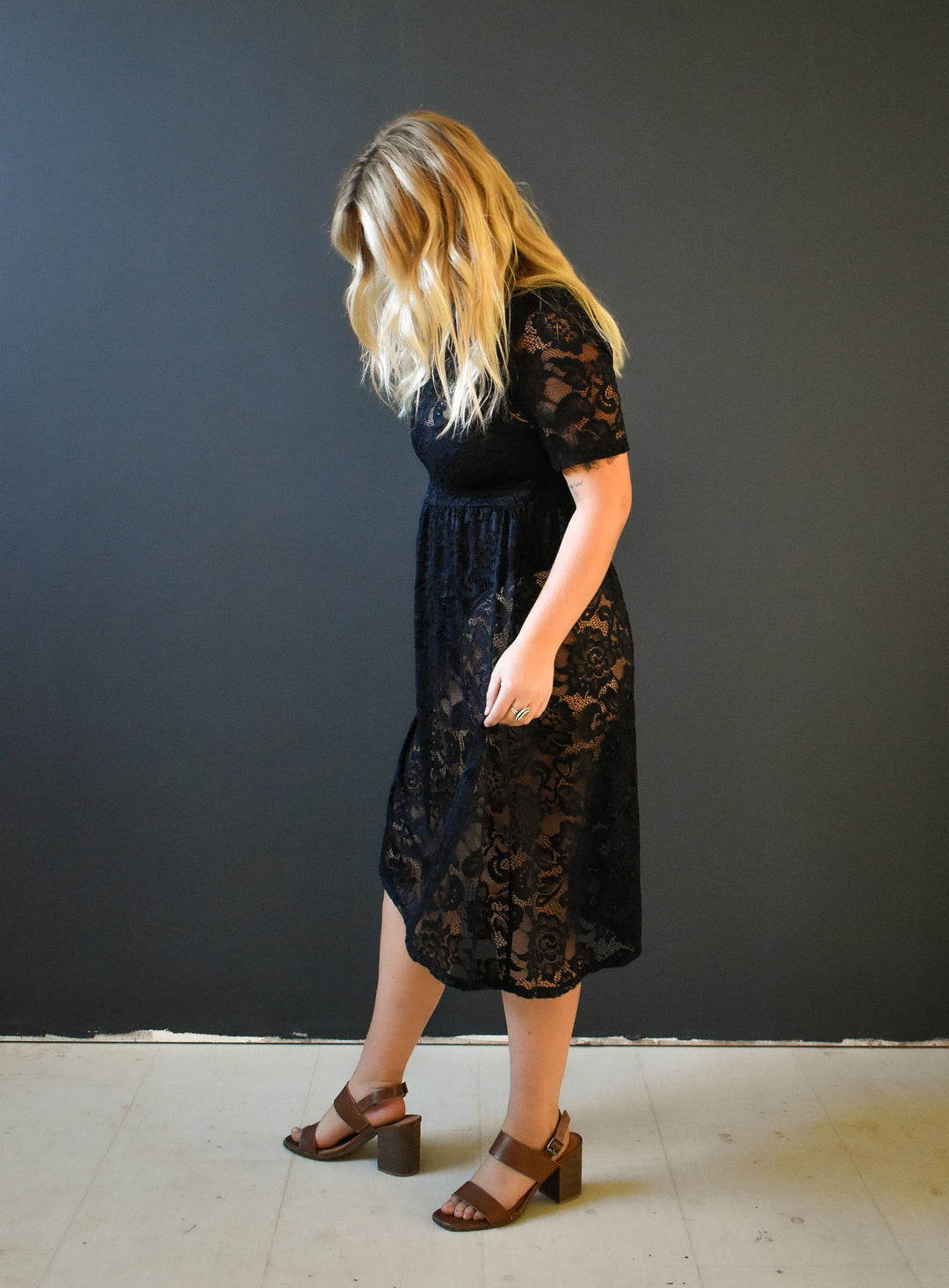 Megumi Dress in Black Lace