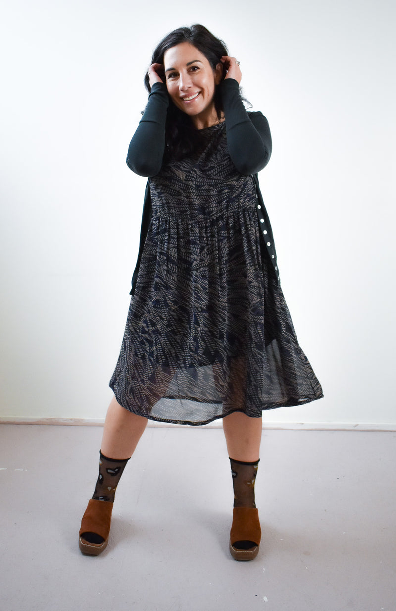 Florence Dress in Ultra Blue Geo Chiffon
