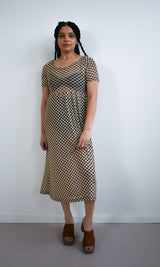 Megumi Dress in Brown Checker