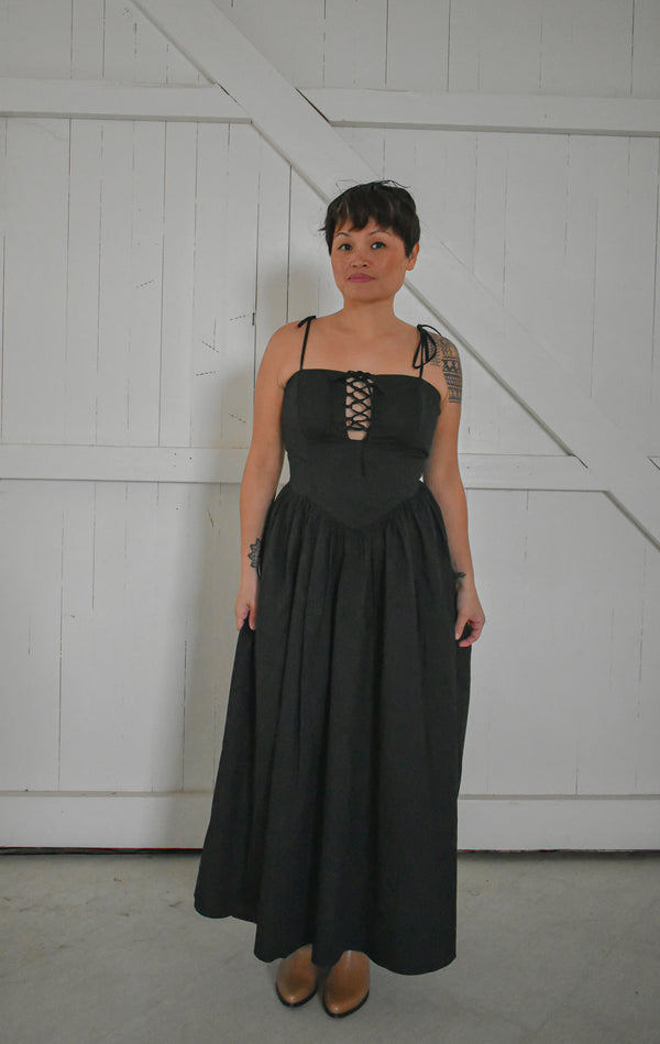 Tie Up Black Dress