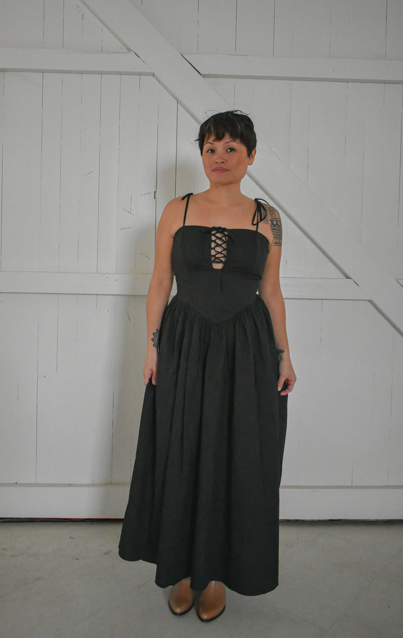 Tie Up Black Dress