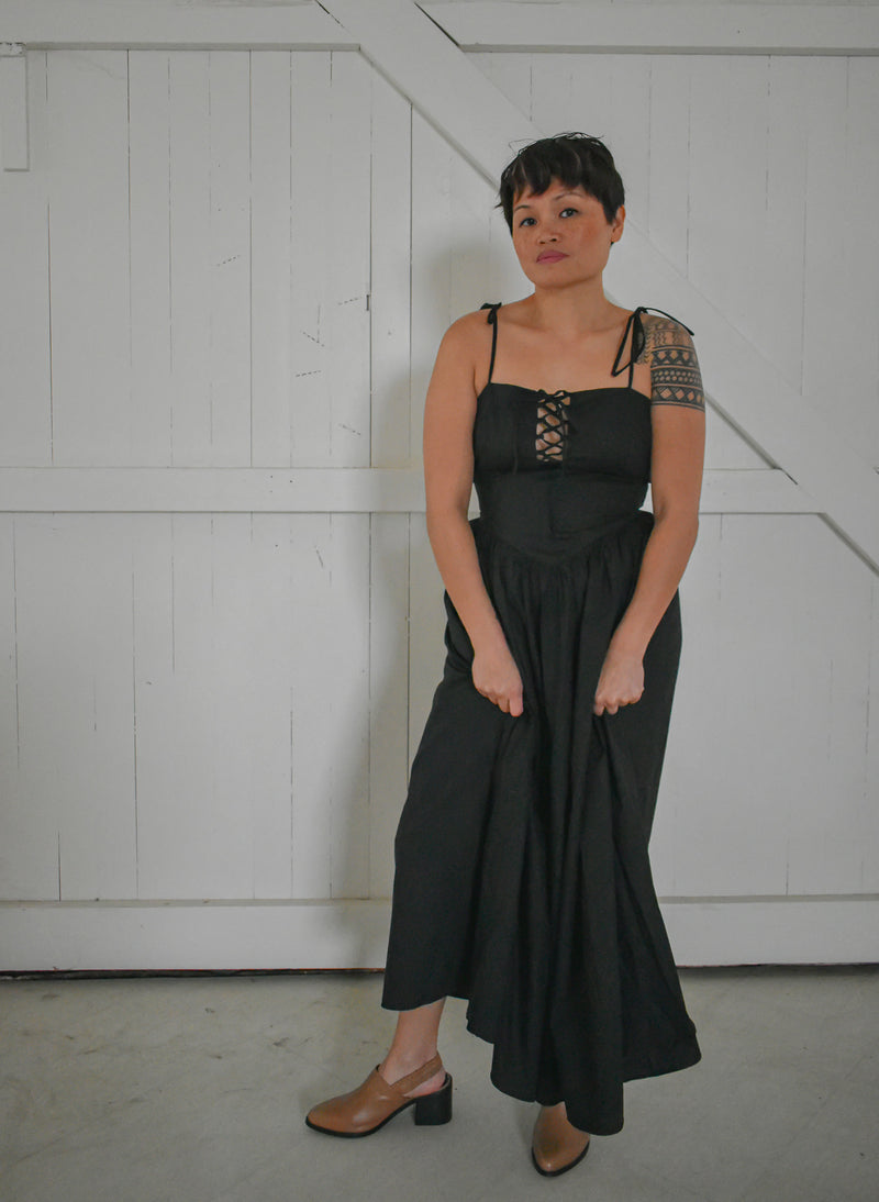 Tie Up Black Dress