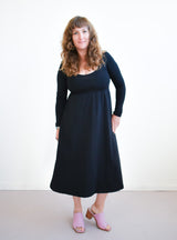 Megumi Black Modal Longsleeve Dress
