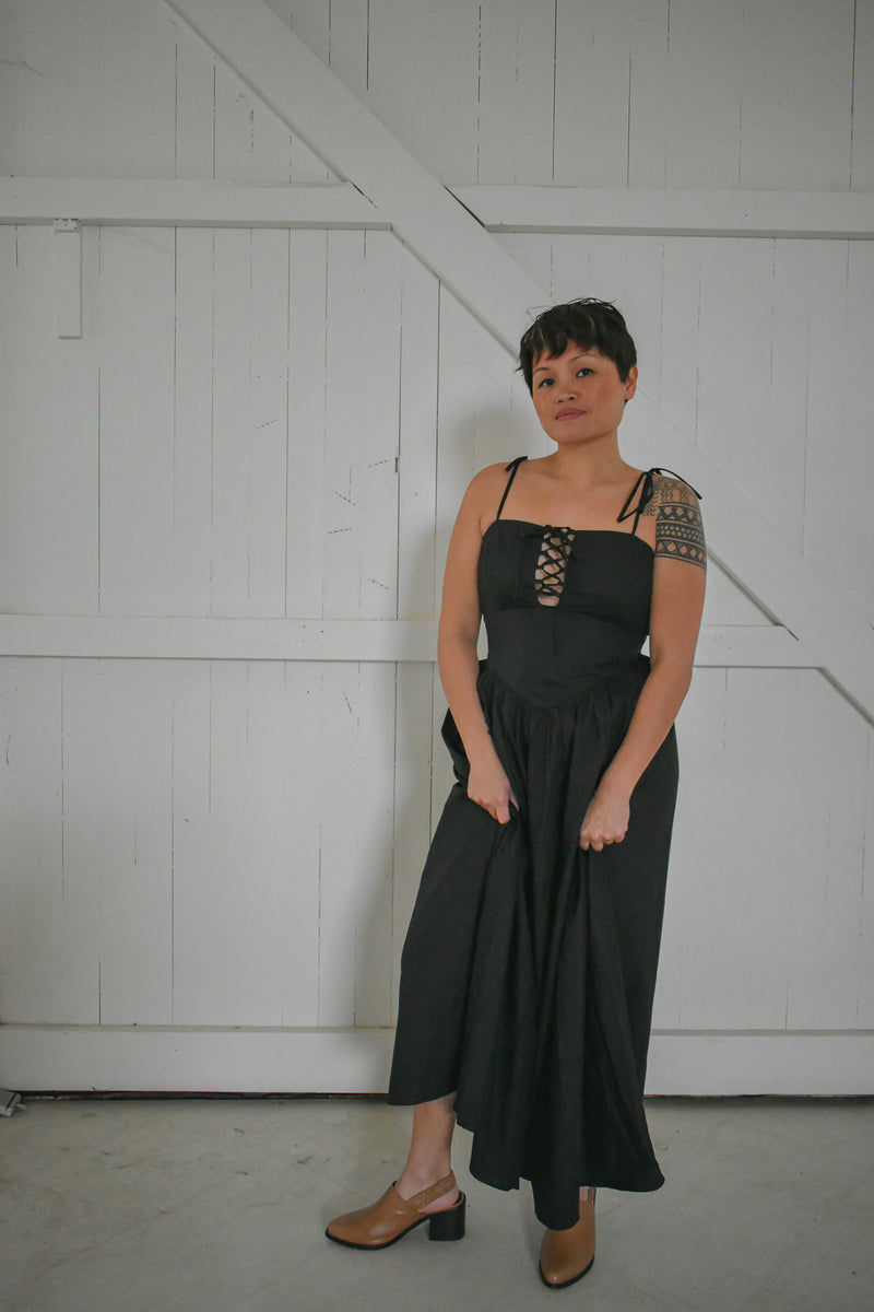 Tie Up Black Dress