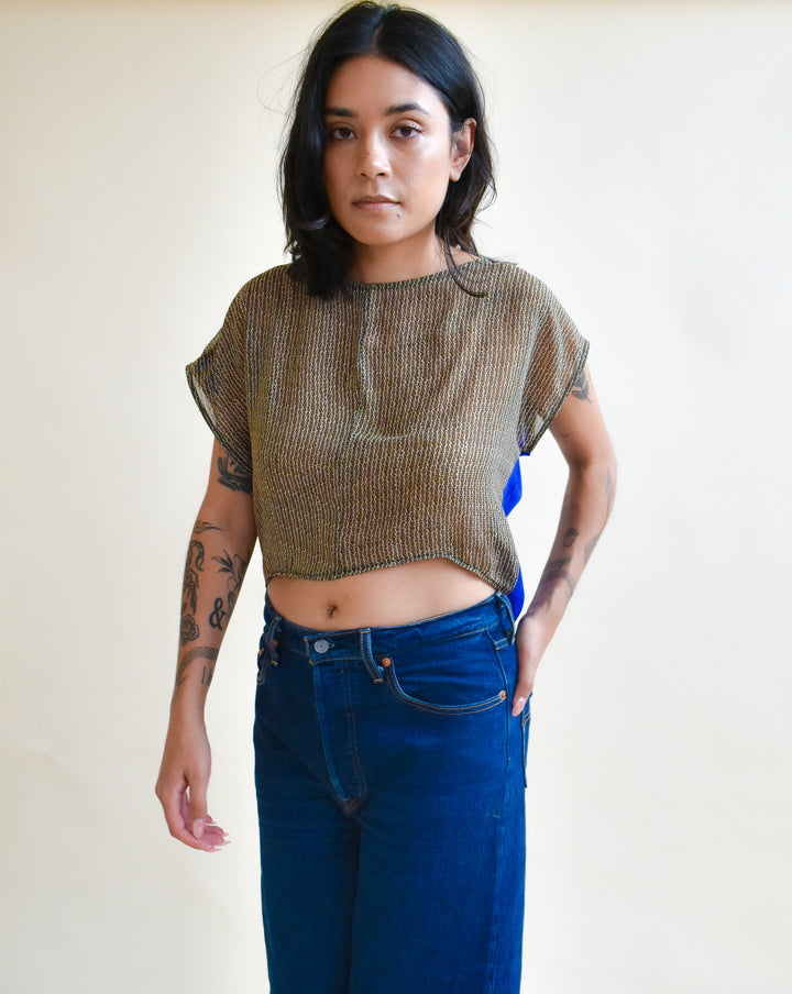 OOAK Fox Crop in Etched Silk Chiffon