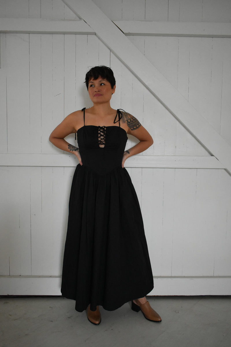 Tie Up Black Dress
