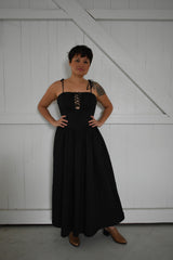 Tie Up Black Dress