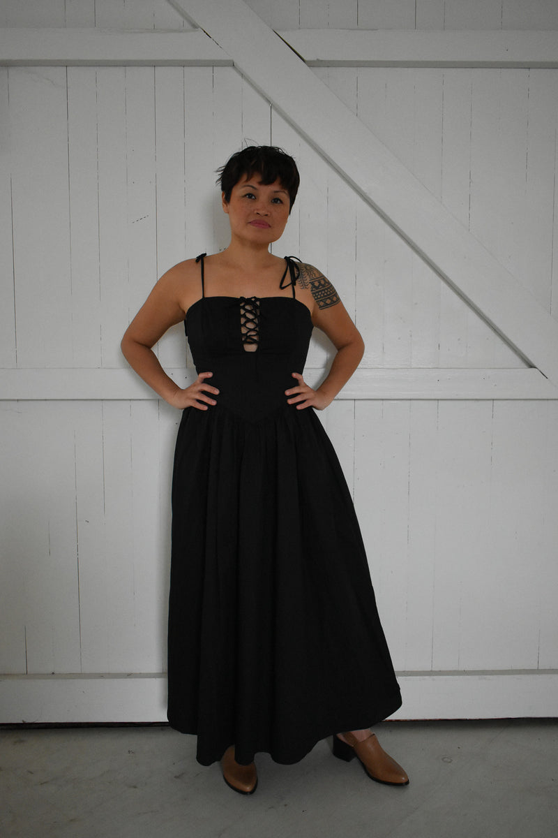 Tie Up Black Dress