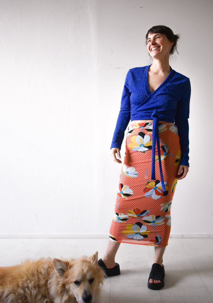 Rowan Wrap Knit Top in Night Sky Sparkle