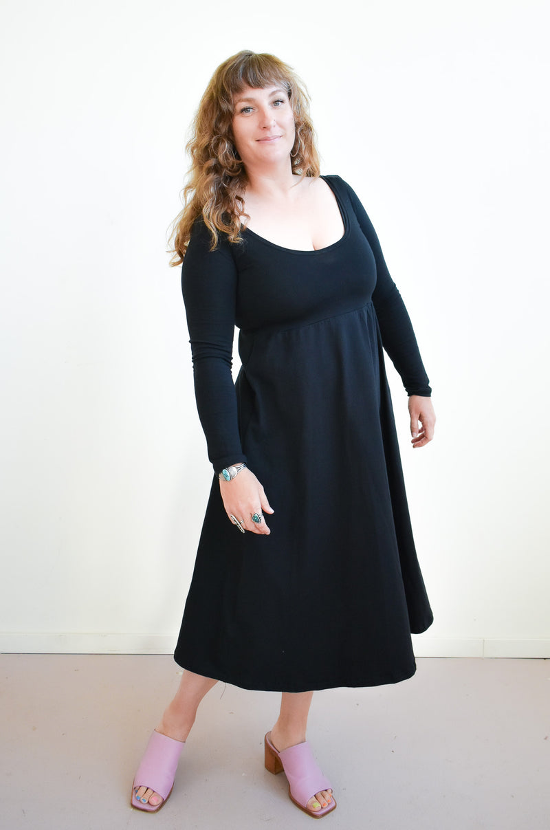 Megumi Black Modal Longsleeve Dress