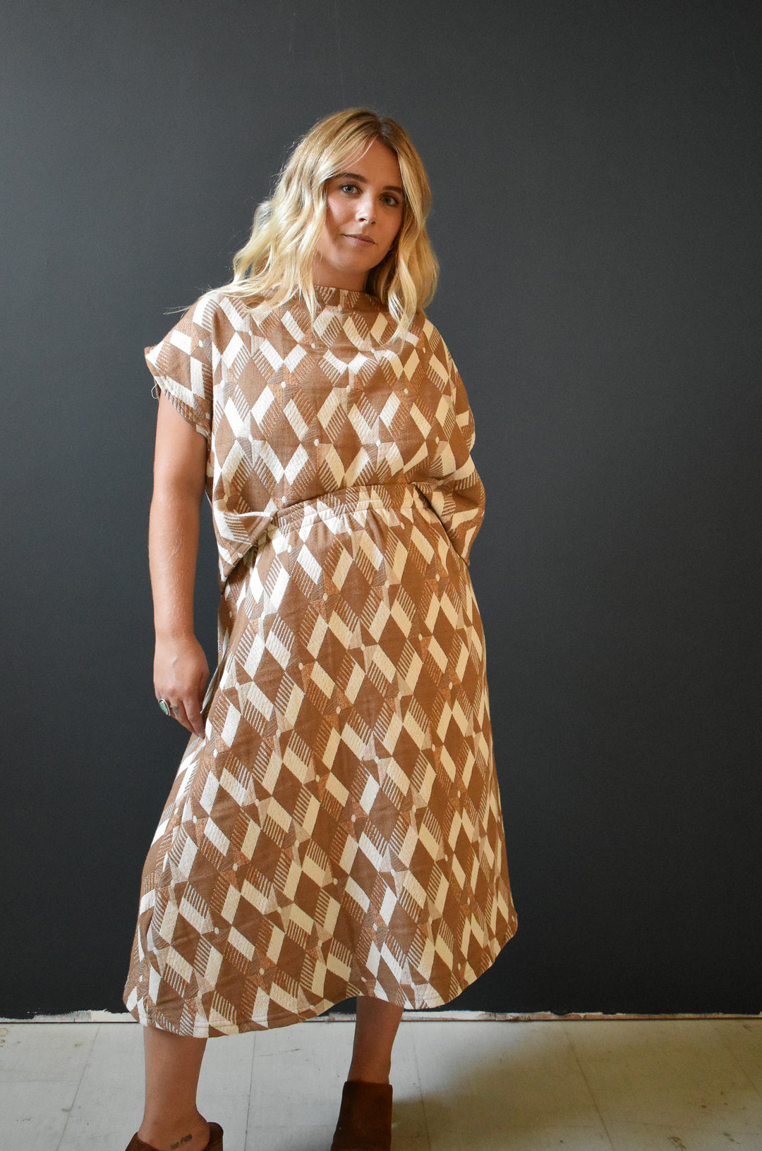 Eva Midi Skirt in Geo Sweater Knit