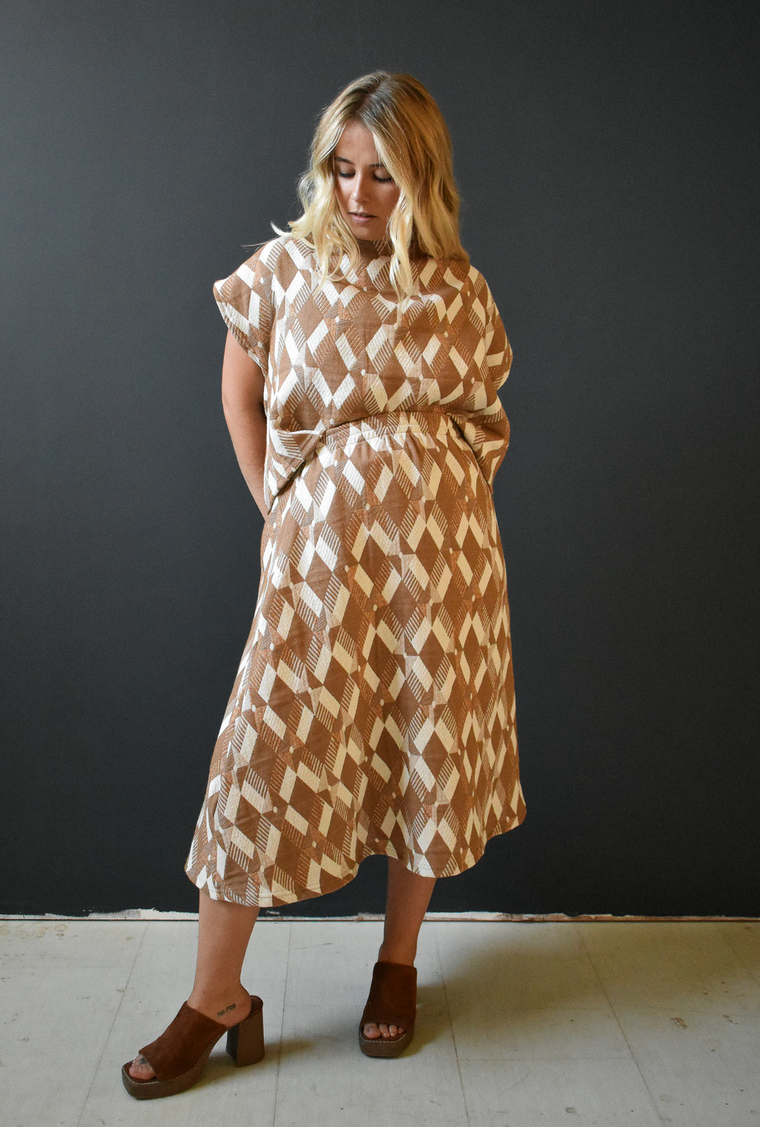 Eva Midi Skirt in Geo Sweater Knit