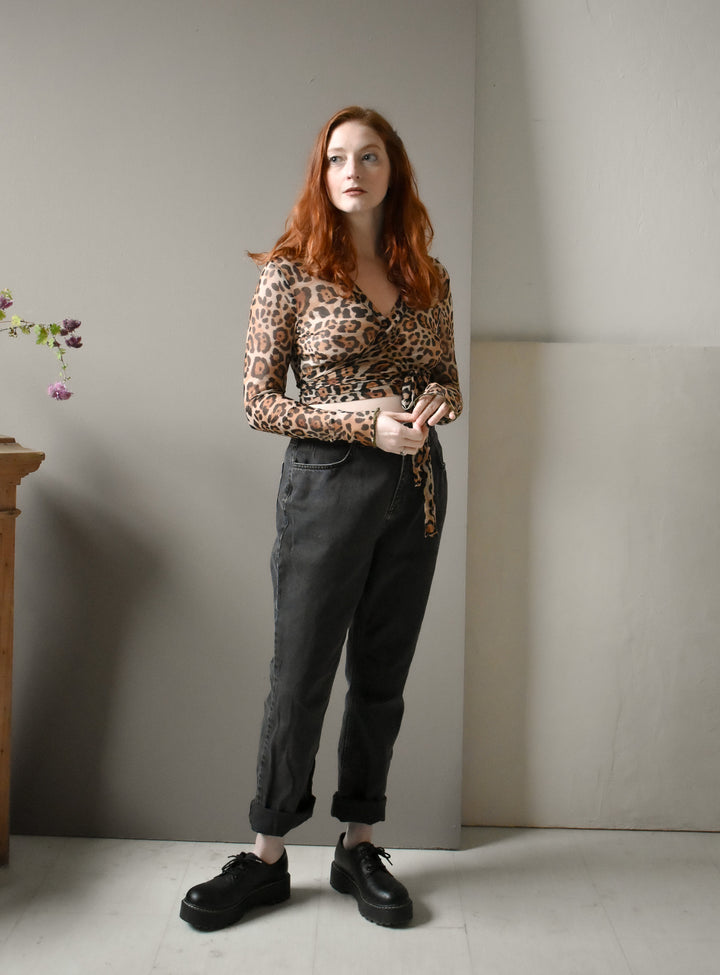 Rowan Wrap Knit Top in Leopard