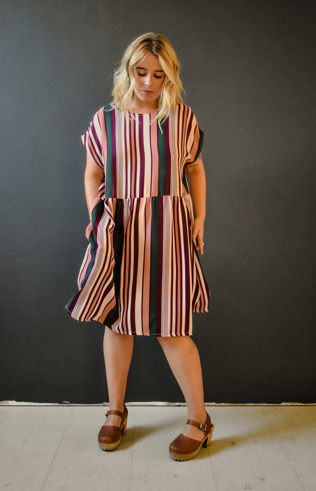 Florence Dress in 70s Fall Stripe
