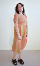 Megumi Dress in Sparkle Stripe Midi Sleeve