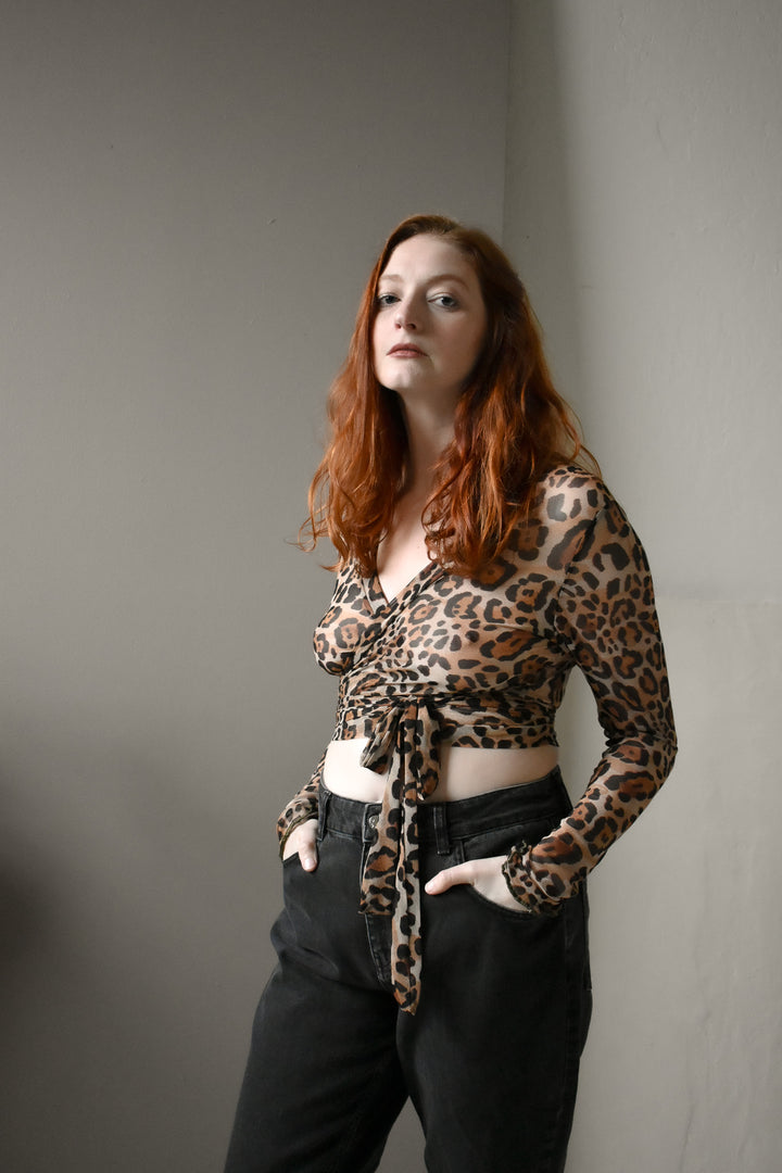 Rowan Wrap Knit Top in Leopard