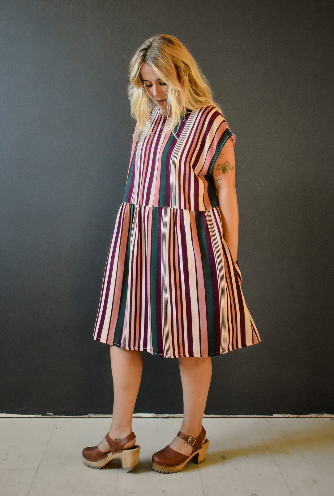 Florence Dress in 70s Fall Stripe