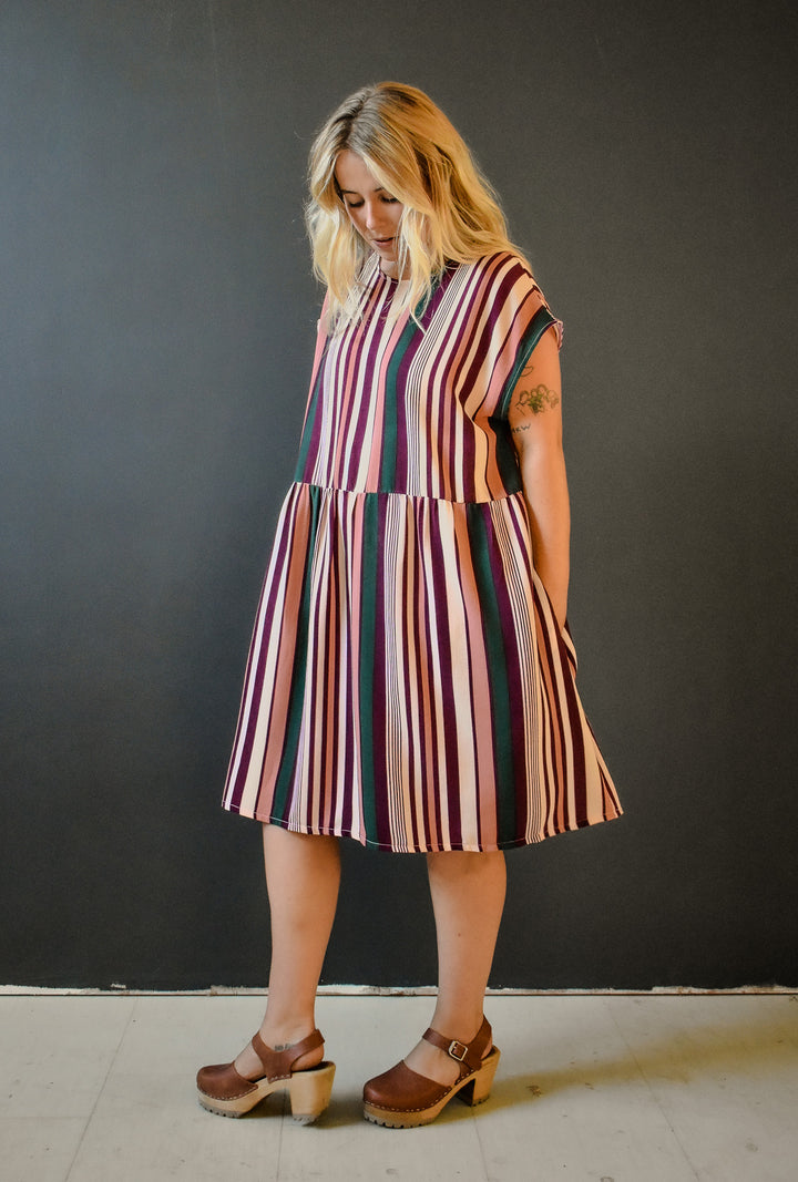 Florence Dress in 70s Fall Stripe