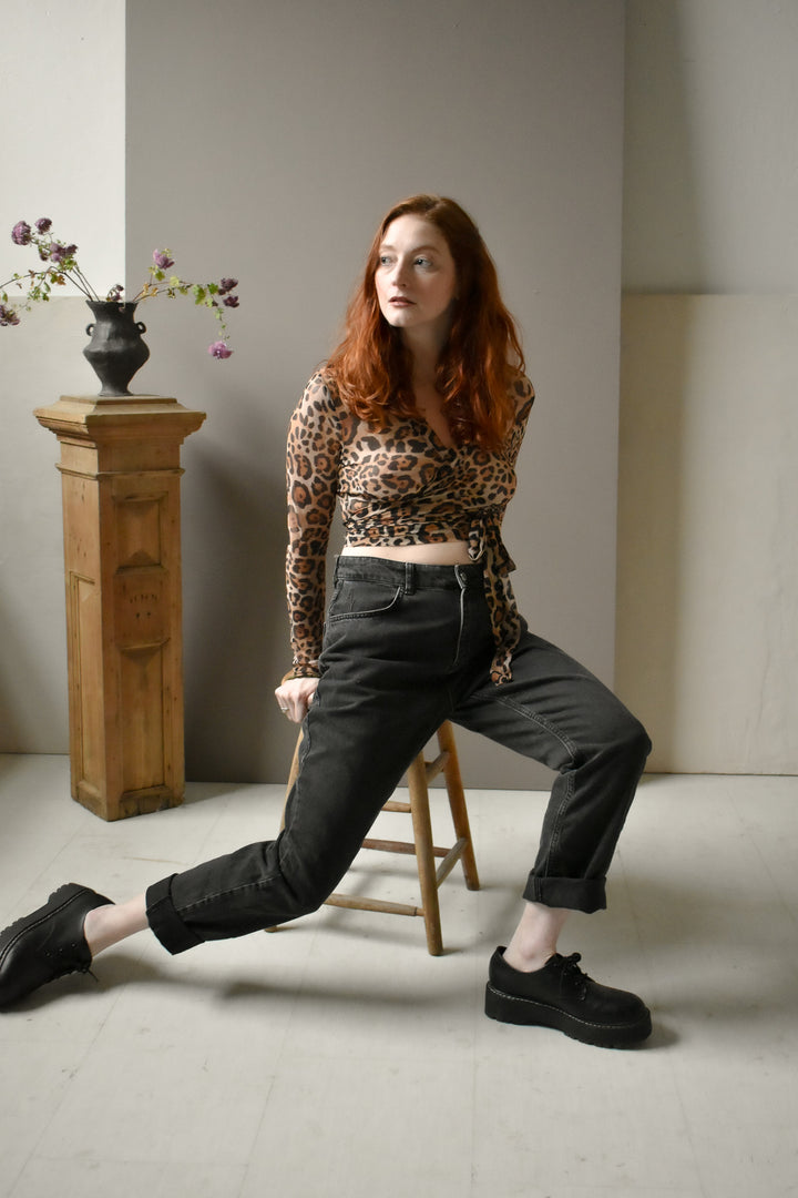 Rowan Wrap Knit Top in Leopard