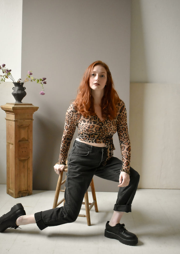Rowan Wrap Knit Top in Leopard