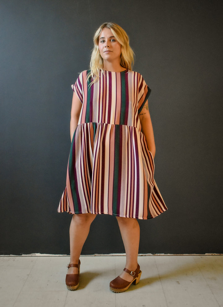 Florence Dress in 70s Fall Stripe